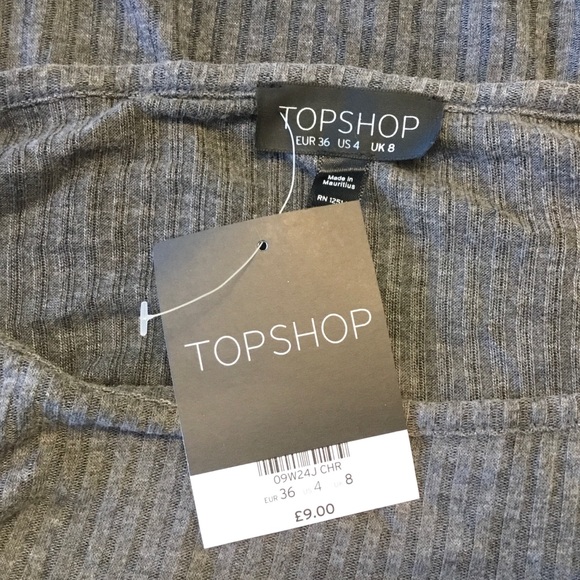 NWT Topshop Slash Crop Tee - Gray - Picture 4 of 7